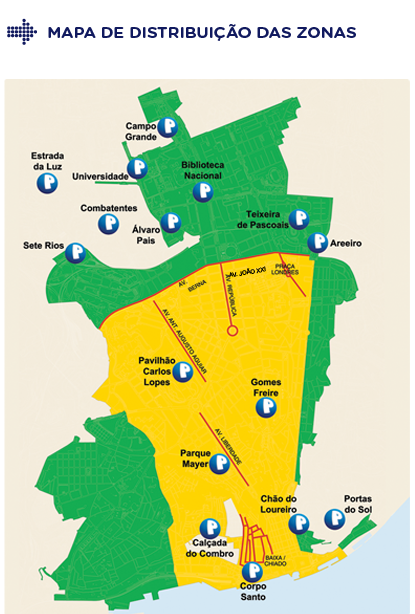 Mapa aparcamiento Lisboa