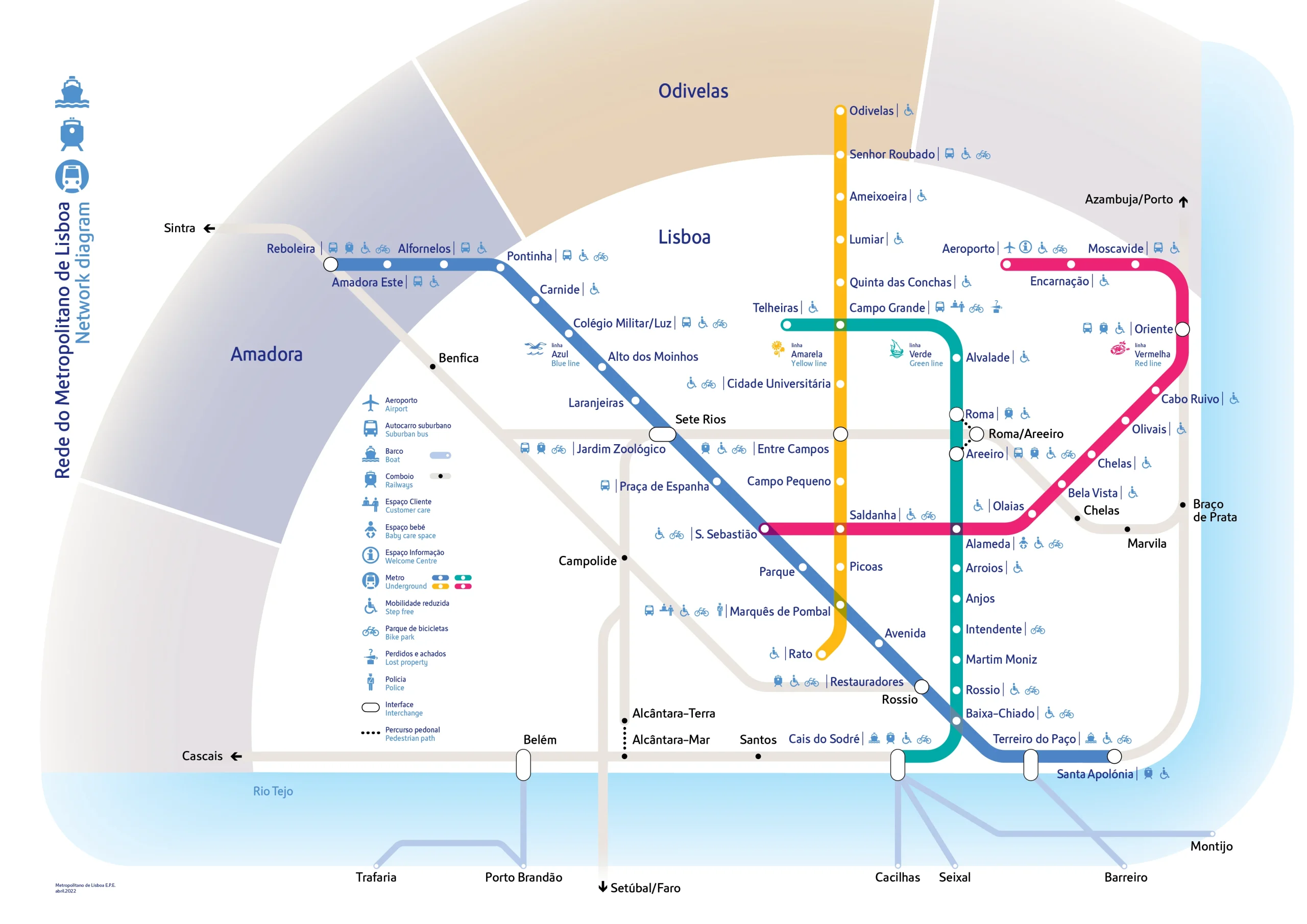 Mapa Metro Lisboa 2022